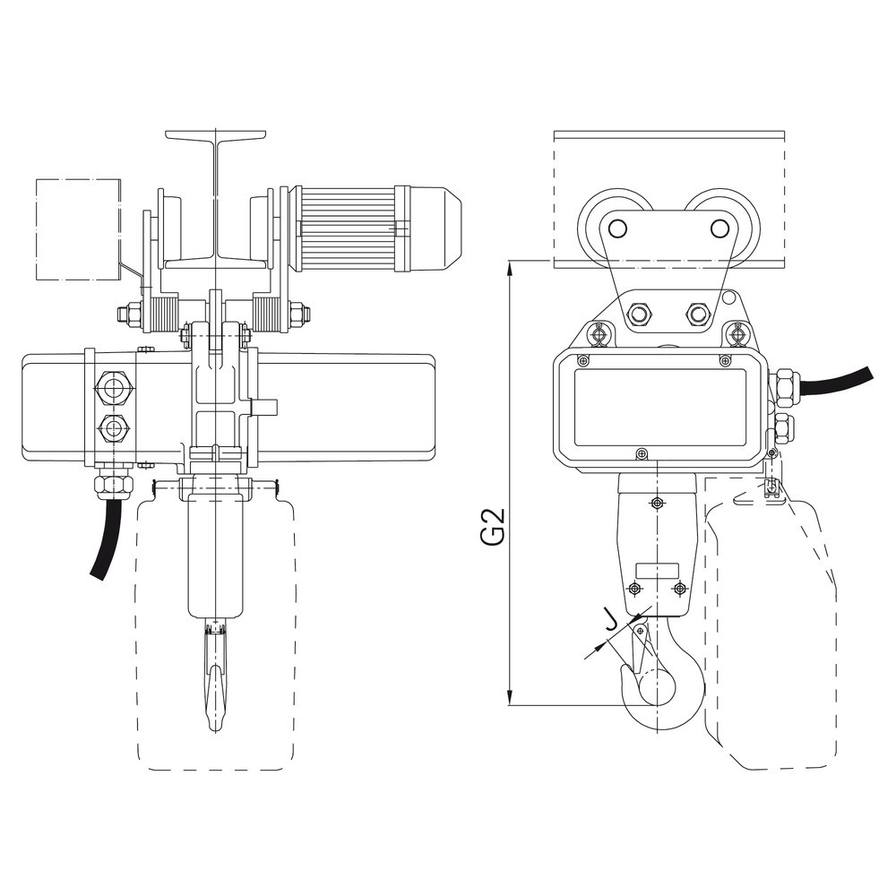 Zdjęcie produktu nr 2: Elektryczna wciągarka łańcuchowa LIFTKET S-Line z wózkiem jezdnym, udźwig 125 kg, 8/2 m/min