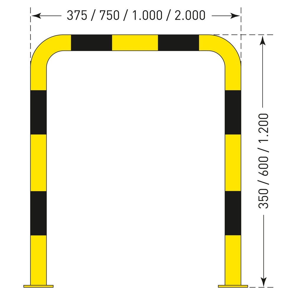 Zdjęcie produktu nr 3: Kabłąk przeciwuderzeniowy do zastosowań na zewnątrz, Ø 76 mm, wys. x szer. 350 x 375 mm