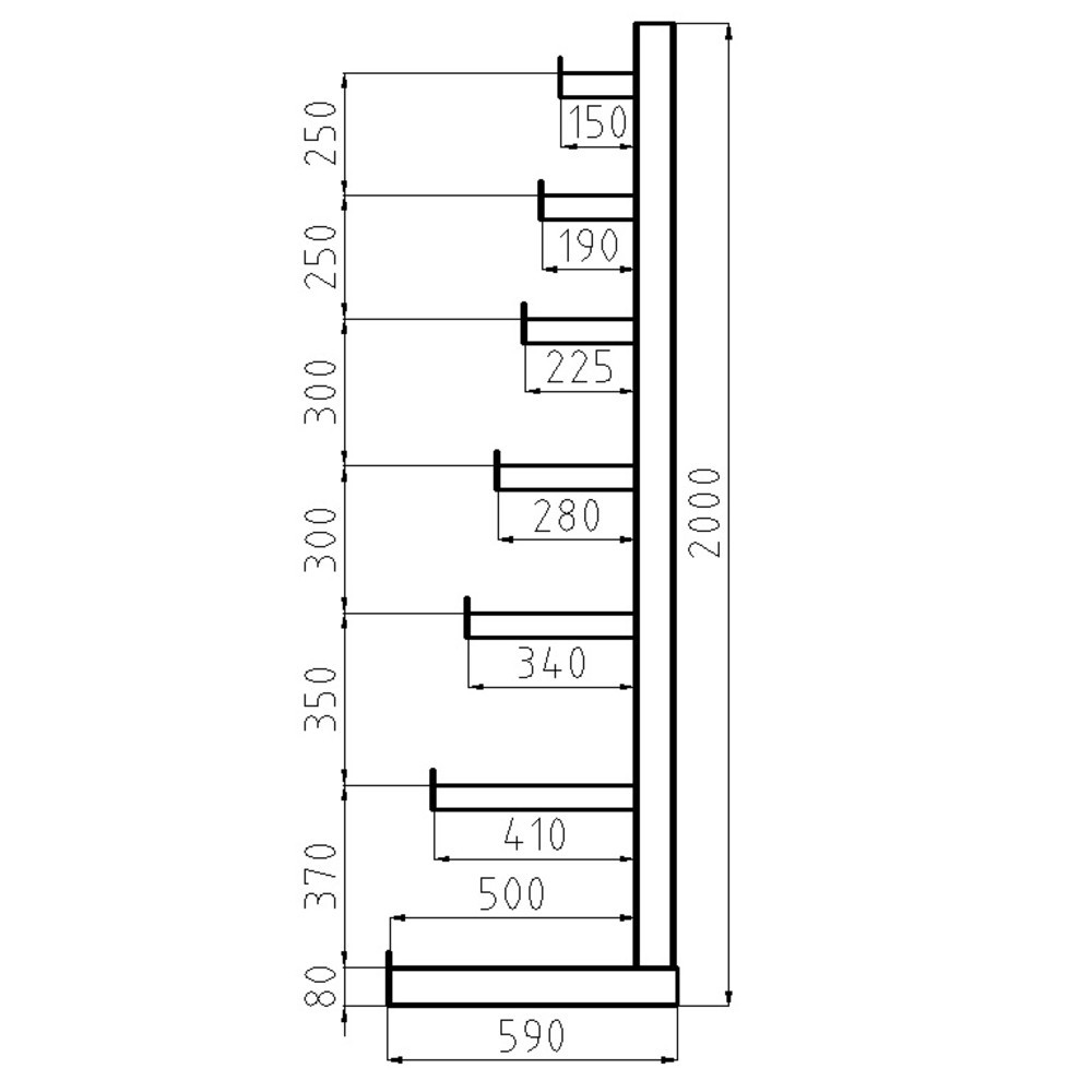 Zdjęcie produktu nr 2: Regał dłużycowy META, jednostronny, nośność 150 kg, 3 stojaki