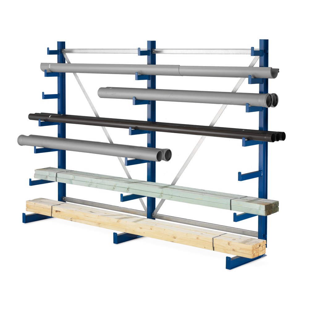 Zdjęcie produktu nr 1: Regał dłużycowy META, jednostronny, nośność 150 kg, 3 stojaki