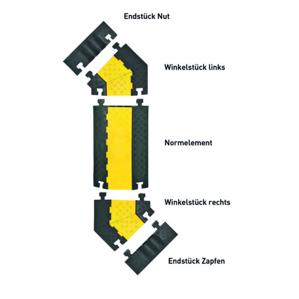 Zdjęcie produktu nr 4: Most kablowy z 5 kanałami, montaż wtykowy, wys. x szer. x gł. 50 x 900 x 500 mm, czarny/żółty