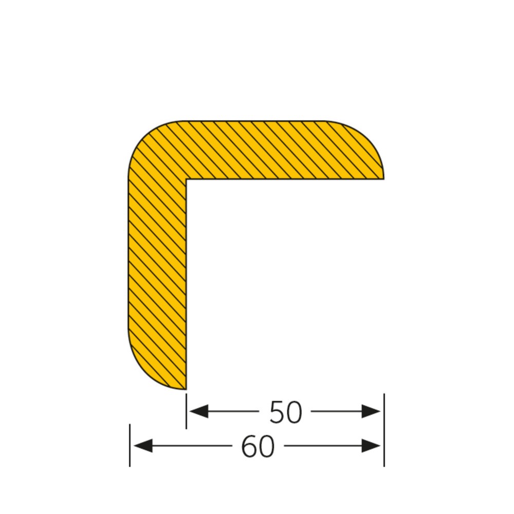 Zdjęcie produktu nr 2: Ochrona przed uderzeniami do krawędzi MORAVIA, kształt kątowy, szpiczasty, samoprzylepna, wys. x szer. 60 x 60 mm, długość 1 m