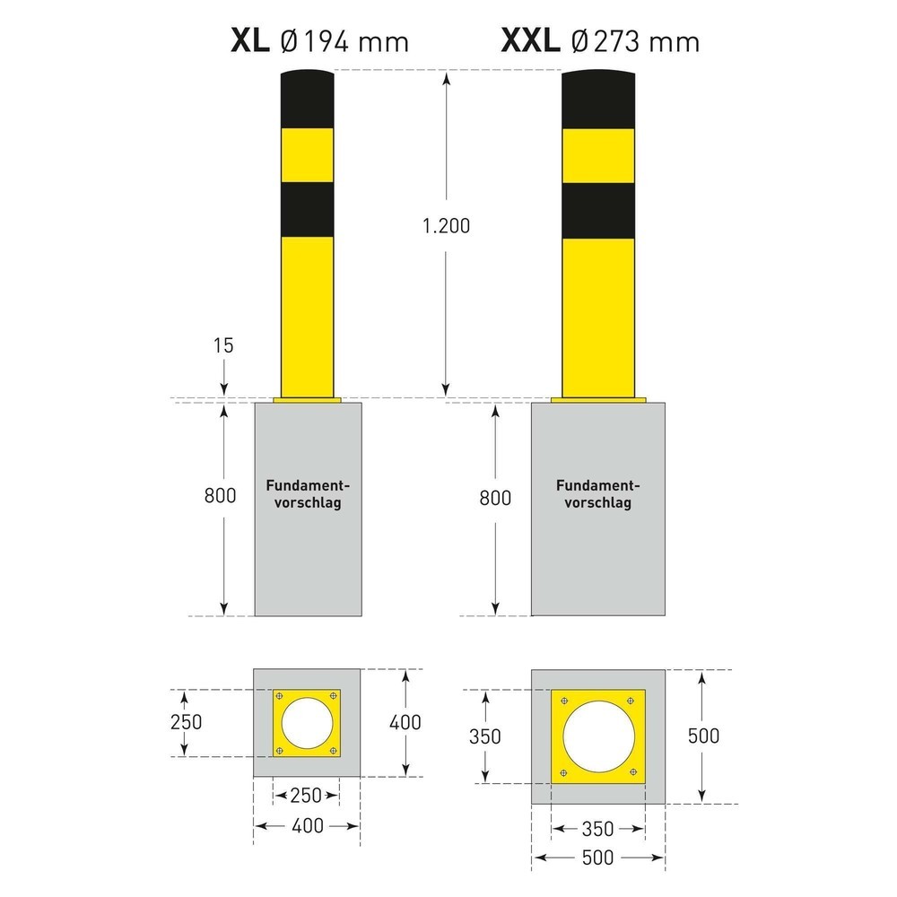 Zdjęcie produktu nr 7: Pachołek przeciwuderzeniowy, Ø 273 mm, wysokość 1200 mm, do zamocowania kołkami