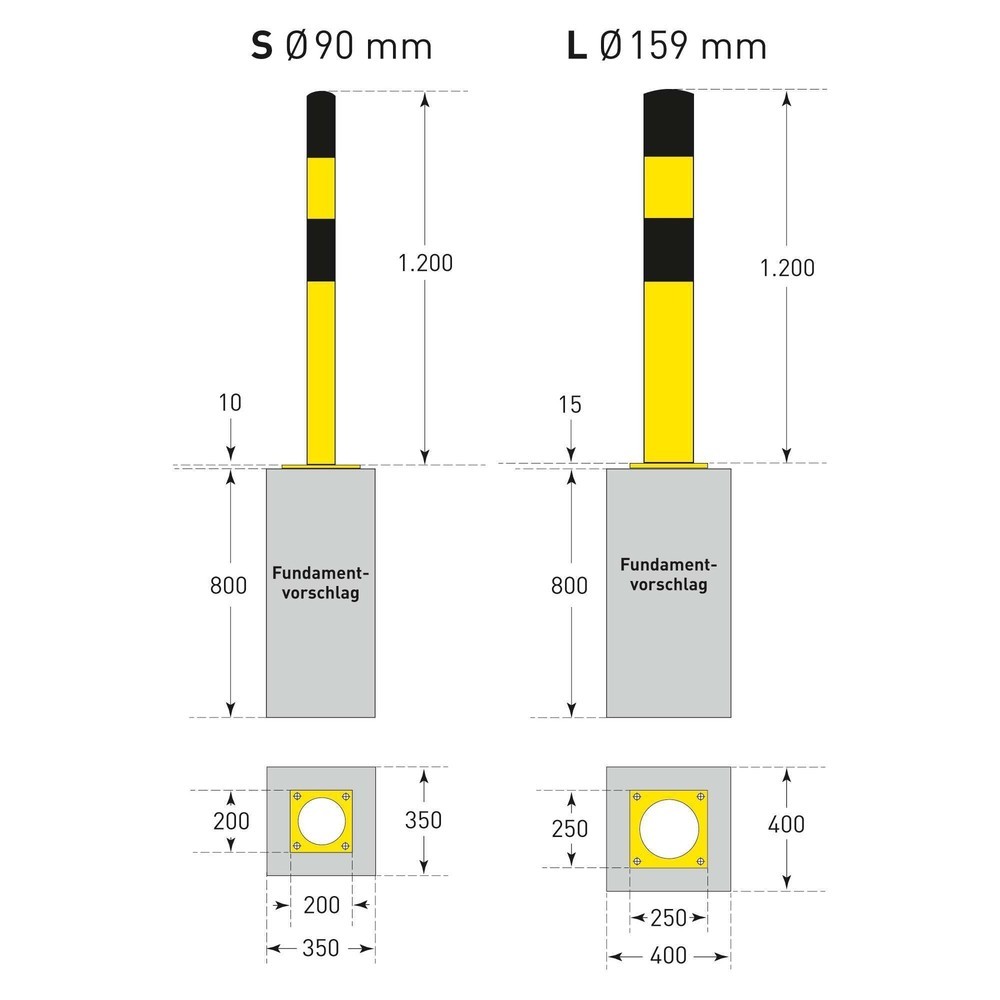 Zdjęcie produktu nr 5: Pachołek przeciwuderzeniowy, Ø 159 mm, wysokość 1200 mm, do zamocowania kołkami