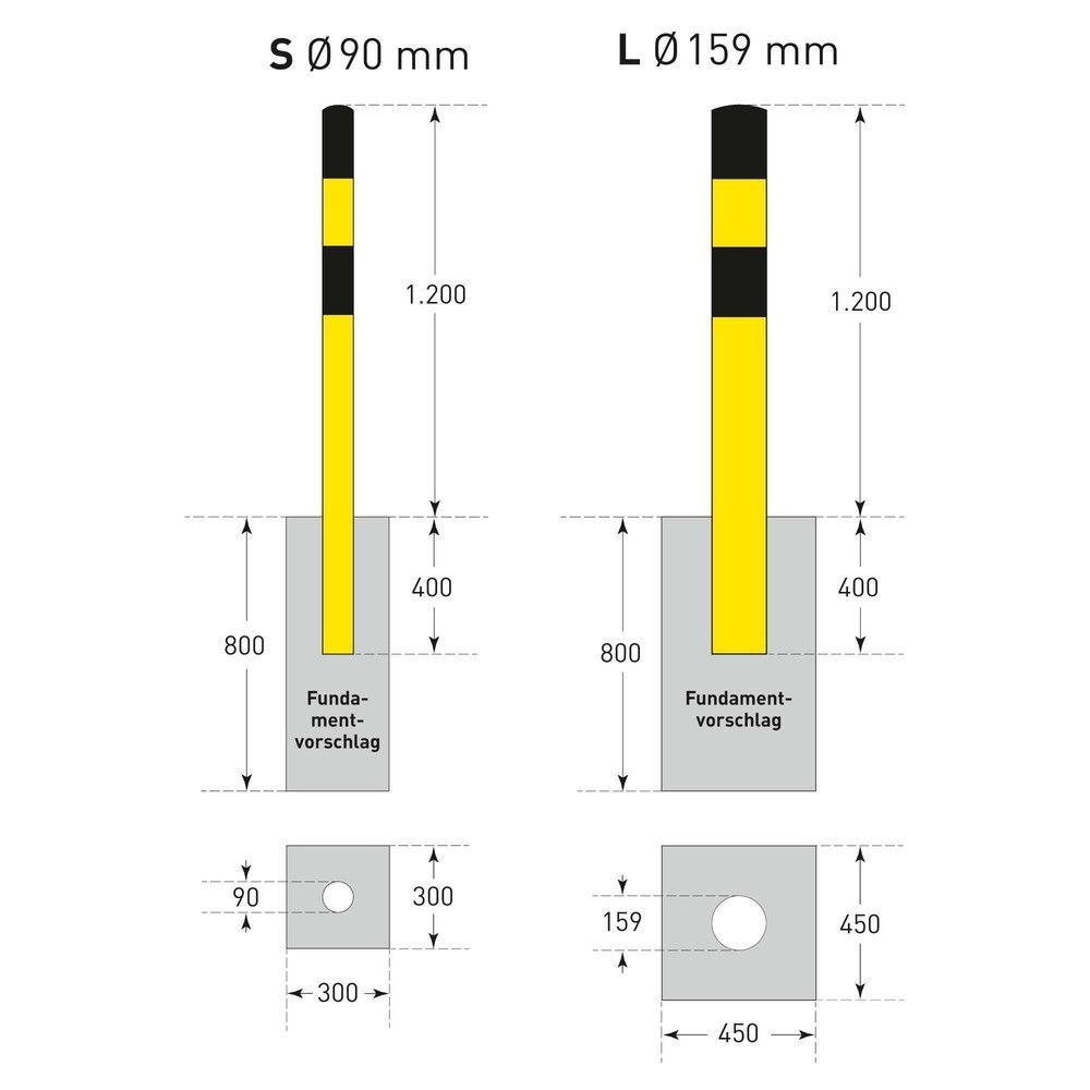 Zdjęcie produktu nr 5: Pachołek przeciwuderzeniowy, Ø 90 mm, wysokość 1200 mm, do zabetonowania