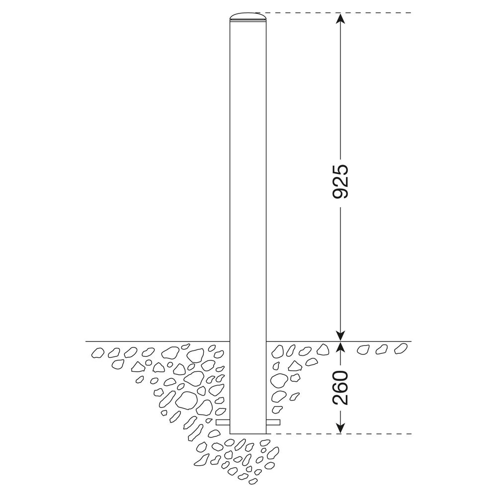 Zdjęcie produktu nr 2: Pachołek ze stali szlachetnej MORAVIA MILANO, do osadzenia w betonie, wys. x Ø 925 (+260) x 60 mm