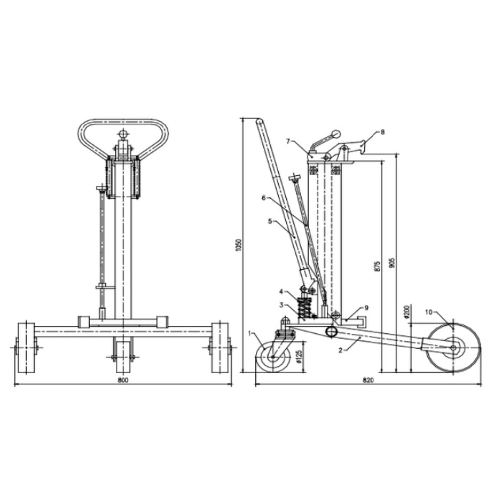 Zdjęcie produktu nr 2: Podnośnik beczek z dyszlem, wysokość podnoszenia 345 mm, udźwig 250 kg, RAL 3020 czerwony drogowy