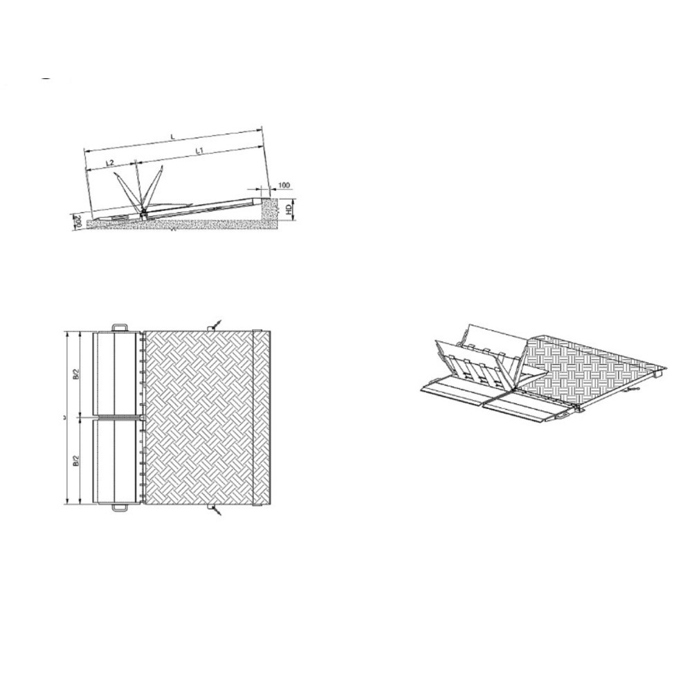 Zdjęcie produktu nr 4: Rampa załadunkowa do kontenerów, składana, nośność 7 300 kg, szer. x dł. 2 000 x 2 070 mm