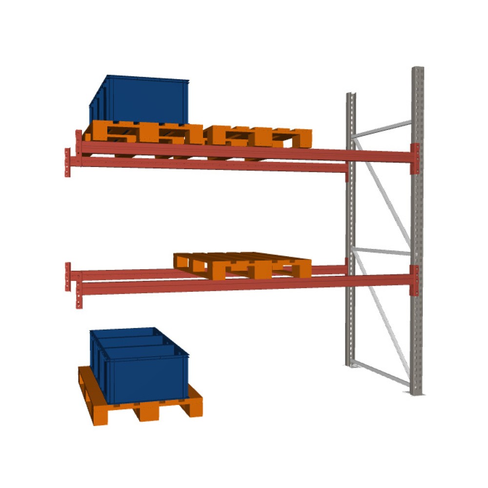 Zdjęcie produktu nr 1: Regał paletowy META MULTIPAL, moduł dodatkowy, obciążenie półki 1470 kg, 9 miejsc paletowych, wysokość 2,7 m