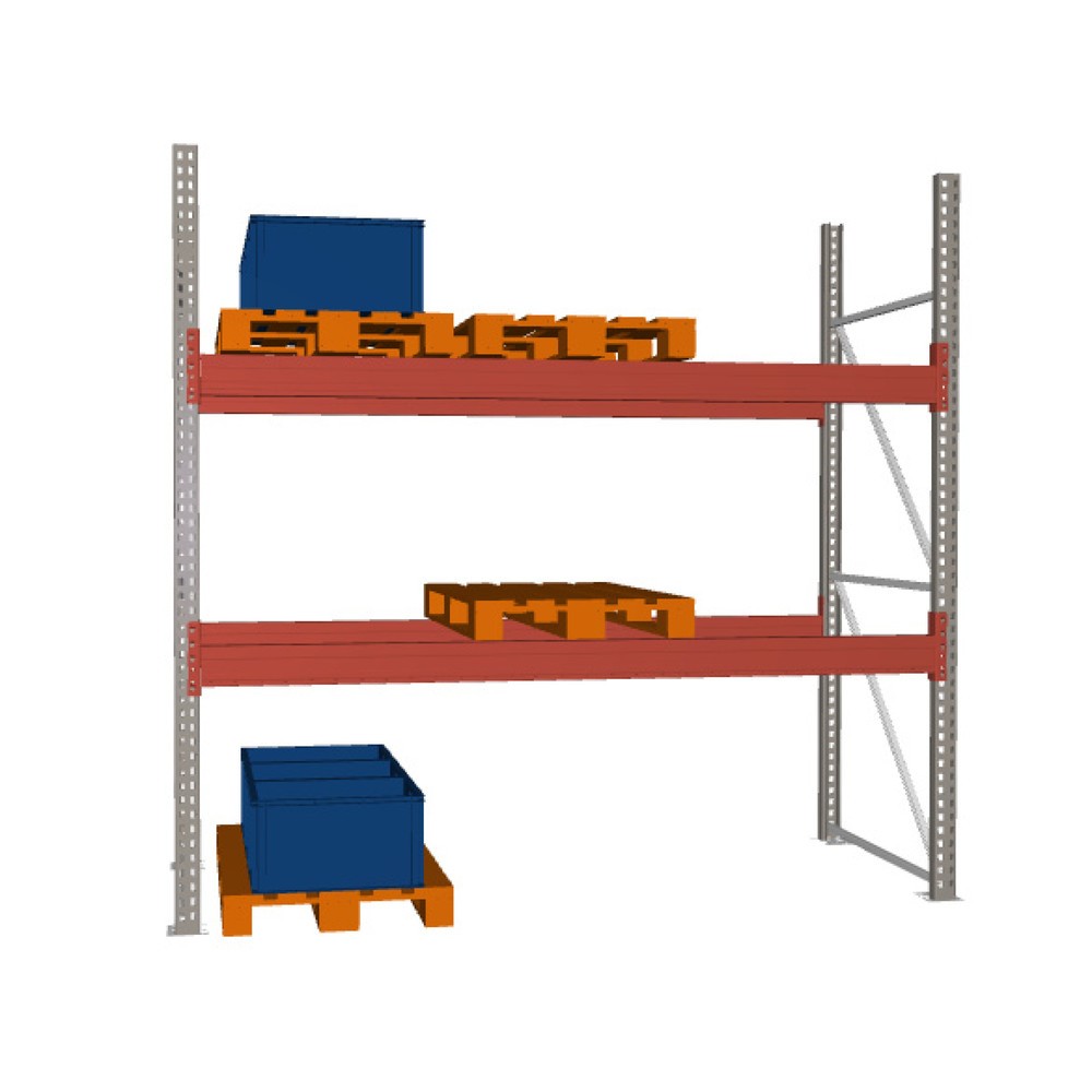 Zdjęcie produktu nr 1: Regał paletowy META MULTIPAL, moduł podstawowy, obciążenie półki 4310 kg, wys. x szer. x gł. 2700 x 2700 x 1100 mm