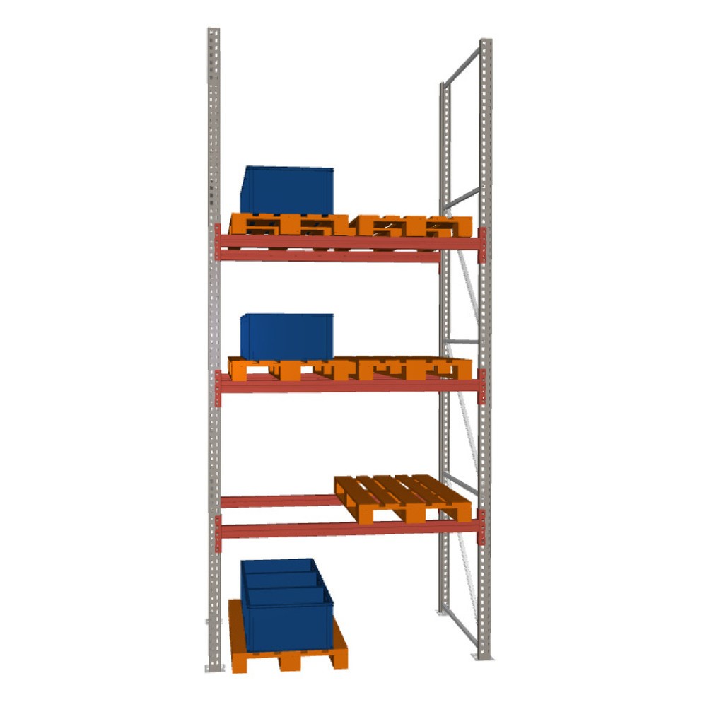 Zdjęcie produktu nr 1: Regał paletowy META MULTIPAL, moduł podstawowy, obciążenie półki 2220 kg, wys. x szer. x gł. 4400 x 1825 x 1100 mm