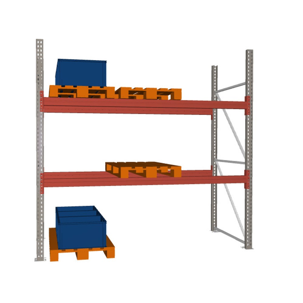 Zdjęcie produktu nr 1: Regał paletowy META MULTIPAL, moduł podstawowy, obciążenie półki 2350 kg, wys. x szer. x gł. 2700 x 2700 x 1100 mm