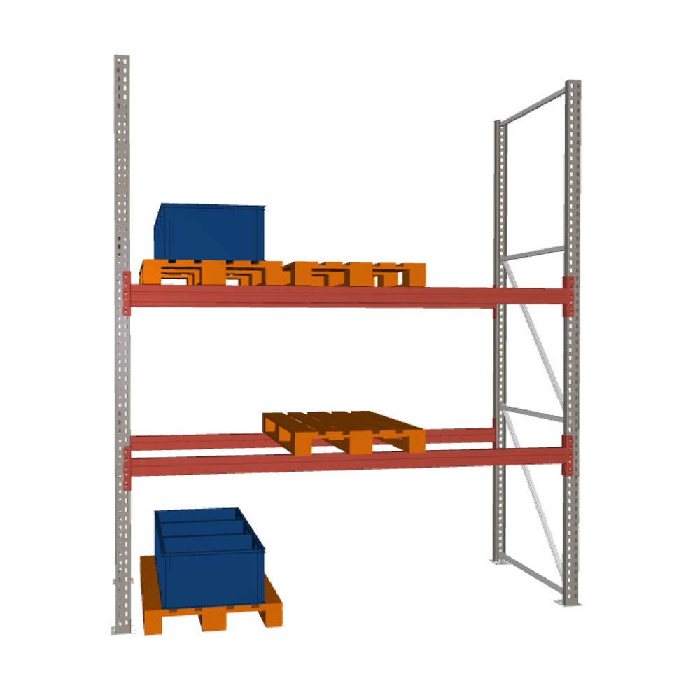 Zdjęcie produktu nr 1: Regał paletowy META MULTIPAL, moduł podstawowy, obciążenie półki 3350 kg, wys. x szer. x gł. 3300 x 2700 x 1100 mm