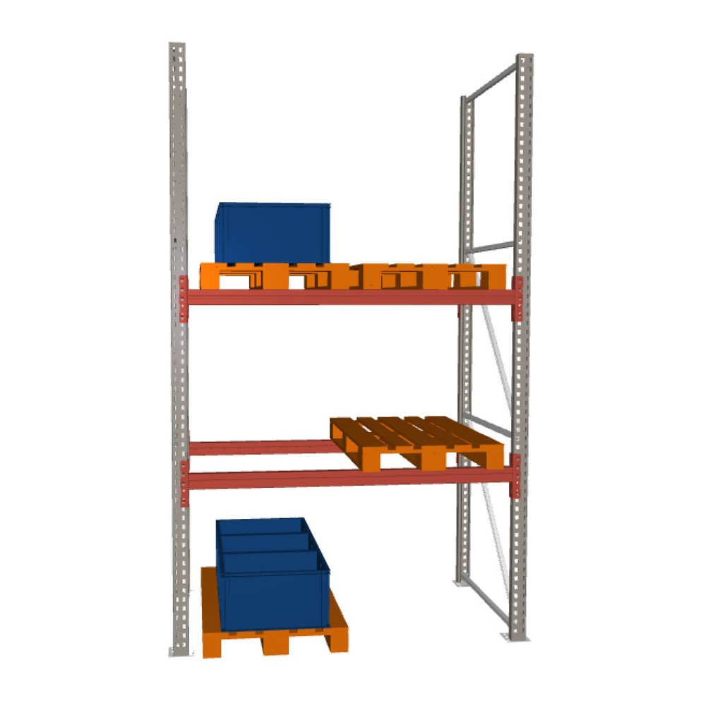 Zdjęcie produktu nr 1: Regał paletowy META MULTIPAL, moduł podstawowy, obciążenie półki 2210 kg, wys. x szer. x gł. 3300 x 1825 x 1100 mm