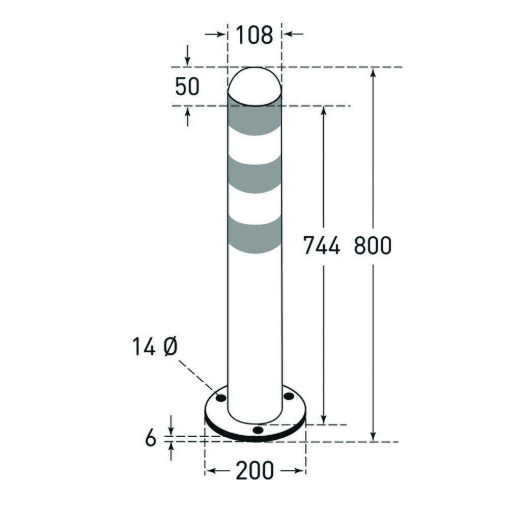 Zdjęcie produktu nr 2: Słupek ochronny do stacji ładujących I, Ø 108 mm, wysokość 800 mm, do kołków, stal, bez pierścieni odblaskowych