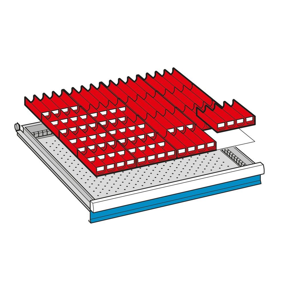 Zdjęcie produktu nr 1: Wkład z rowkami do szaf z szufladami LISTA, z 16 rowkami, do frontu o wysokości 50 mm