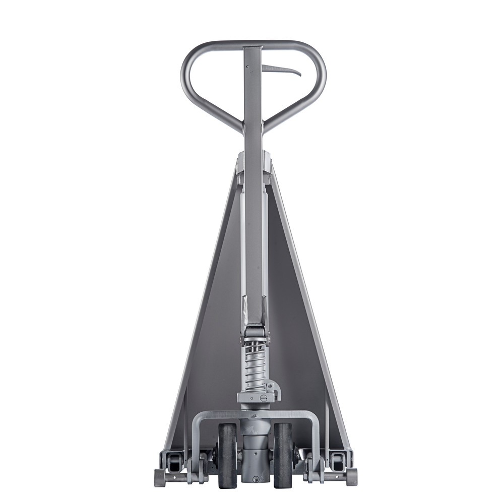 Zdjęcie produktu nr 2: Wózek paletowy z podnośnikiem nożycowym ze stali szlachetnej INOX z funkcją szybkiego unoszenia, dł. wideł 1200 mm, nylon